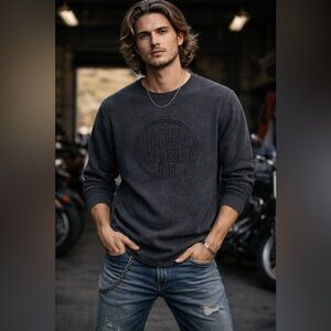 Harley-Davidson Genuine Motorclothes Long Sleeve Shirt Large Grey Logo